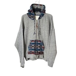 Pendleton Roxy Women's Hoodie Full Zip‎ Gray Aztec Patterns Pockets Sz Large #RR